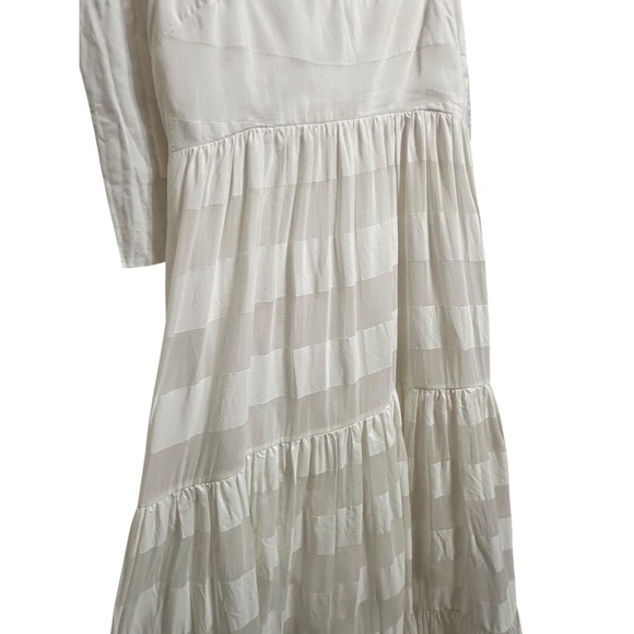 Zimmermann Women's Rosa striped midi Dress‎ size 3 tie shoulder cream cotton - Picture 4 of 9